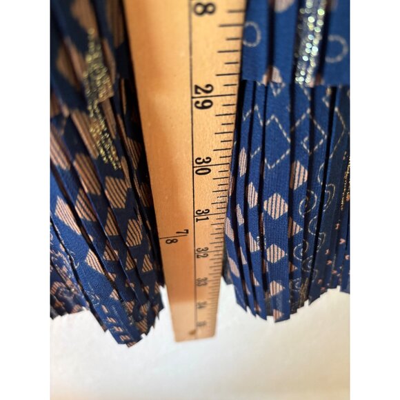 Anthropologie Current Air XS Taken In Teal Gold Navy Mini Dress Pleated - Picture 11 of 13